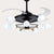 Modern Tulip 4-Blade Hanging Fan Light White Glass 10-Head Living Room Semi Flush Chandelier in Black, 42" W 10.0 Black Clearhalo 'Ceiling Fans with Lights' 'Ceiling Fans' 'Modern Ceiling Fans' 'Modern' Lighting' 2477539