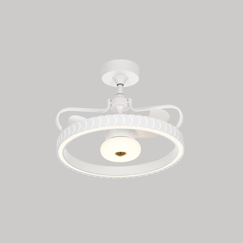 26.5" W Remote Control Crown Shaped LED Fan Light Postmodern Acrylic Living Room Semi Flush Light with 3 Blades White Remote Clearhalo 'Ceiling Fans with Lights' 'Ceiling Fans' 'Modern Ceiling Fans' 'Modern' Lighting' 2477561