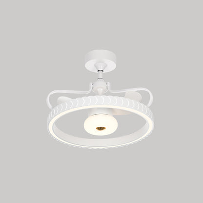 26.5" W Remote Control Crown Shaped LED Fan Light Postmodern Acrylic Living Room Semi Flush Light with 3 Blades White Remote Clearhalo 'Ceiling Fans with Lights' 'Ceiling Fans' 'Modern Ceiling Fans' 'Modern' Lighting' 2477561