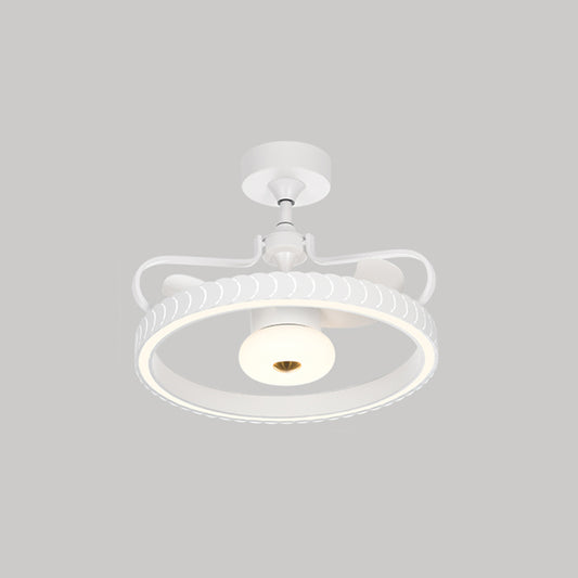 26.5" W Remote Control Crown Shaped LED Fan Light Postmodern Acrylic Living Room Semi Flush Light with 3 Blades White Remote Clearhalo 'Ceiling Fans with Lights' 'Ceiling Fans' 'Modern Ceiling Fans' 'Modern' Lighting' 2477561
