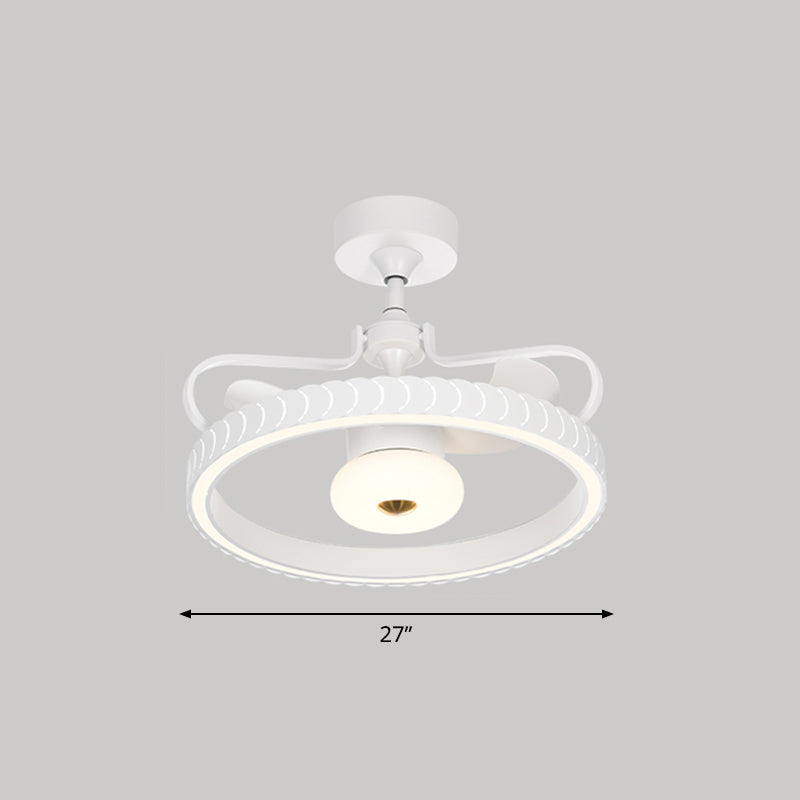 26.5" W Remote Control Crown Shaped LED Fan Light Postmodern Acrylic Living Room Semi Flush Light with 3 Blades Clearhalo 'Ceiling Fans with Lights' 'Ceiling Fans' 'Modern Ceiling Fans' 'Modern' Lighting' 2477567