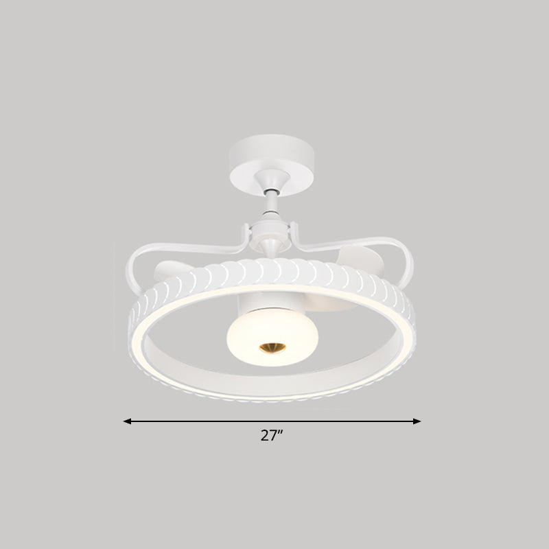 26.5" W Remote Control Crown Shaped LED Fan Light Postmodern Acrylic Living Room Semi Flush Light with 3 Blades Clearhalo 'Ceiling Fans with Lights' 'Ceiling Fans' 'Modern Ceiling Fans' 'Modern' Lighting' 2477567