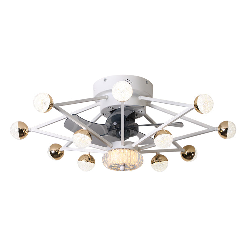 5-Blade Star Living Room Fan Lamp Metal Nordic LED Semi Flush Ceiling Light with Remote, 28.5" Wide Clearhalo 'Ceiling Fans with Lights' 'Ceiling Fans' 'Modern Ceiling Fans' 'Modern' Lighting' 2477576