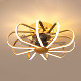 23.5" W Gold Cage Semi Mount Lighting Minimalist Metal LED Ceiling Fan Light Fixture with 5 Blades and Remote Clearhalo 'Ceiling Fans with Lights' 'Ceiling Fans' 'Modern Ceiling Fans' 'Modern' Lighting' 2477587