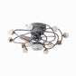 27.5" W 5 Blades Nordic LED Semi Flush Light Ball Cage Remote Control Hanging Fan Light with Metal Shade 13.0 Grey Remote Clearhalo 'Ceiling Fans with Lights' 'Ceiling Fans' 'Modern Ceiling Fans' 'Modern' Lighting' 2477590