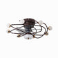 27.5" W 5 Blades Nordic LED Semi Flush Light Ball Cage Remote Control Hanging Fan Light with Metal Shade 9.0 Coffee Remote Clearhalo 'Ceiling Fans with Lights' 'Ceiling Fans' 'Modern Ceiling Fans' 'Modern' Lighting' 2477595