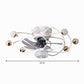 27.5" W 5 Blades Nordic LED Semi Flush Light Ball Cage Remote Control Hanging Fan Light with Metal Shade Clearhalo 'Ceiling Fans with Lights' 'Ceiling Fans' 'Modern Ceiling Fans' 'Modern' Lighting' 2477605