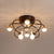 Acrylic Ball and Cage Fan Lighting Modern LED Remote Semi Flush Ceiling Light with 3 Blades, 19" Wide Coffee Remote Clearhalo 'Ceiling Fans with Lights' 'Ceiling Fans' 'Modern Ceiling Fans' 'Modern' Lighting' 2477607