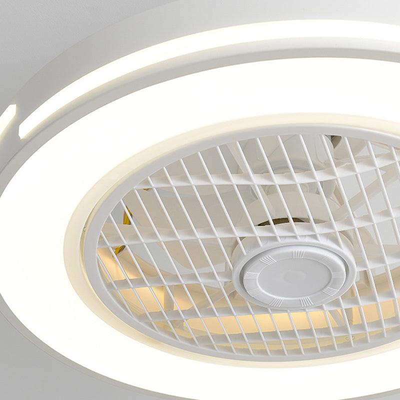 3 Blades Round LED Ceiling Fan Light Minimalist Metal Bedroom Semi Flush Mount Fixture with Remote Clearhalo 'Ceiling Fans with Lights' 'Ceiling Fans' 'Modern Ceiling Fans' 'Modern' Lighting' 2477666