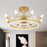 Gold Circular LED Semi Flush Mount Simplicity Acrylic Remote Control Ceiling Fan Lighting Fixture Gold Remote Round Clearhalo 'Ceiling Fans with Lights' 'Ceiling Fans' 'Modern Ceiling Fans' 'Modern' Lighting' 2477677