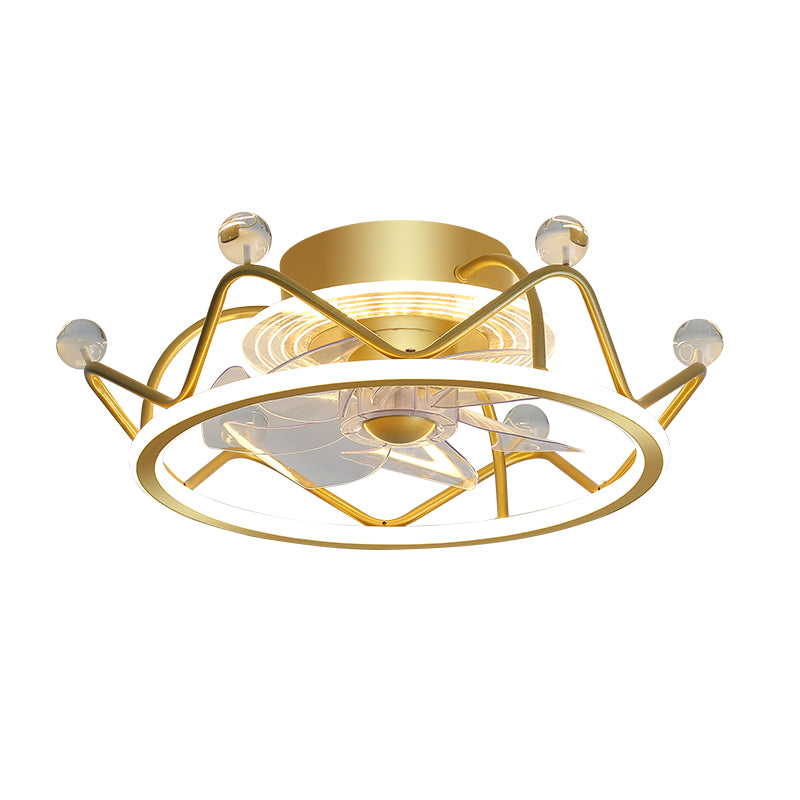 Gold Circular LED Semi Flush Mount Simplicity Acrylic Remote Control Ceiling Fan Lighting Fixture Clearhalo 'Ceiling Fans with Lights' 'Ceiling Fans' 'Modern Ceiling Fans' 'Modern' Lighting' 2477678