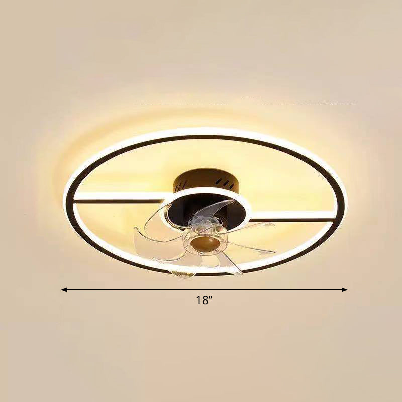 Remote Control Rectangular Ceiling Fan Lamp Contemporary Acrylic Living Room LED Semi Flush Light with 7-Blade Clearhalo 'Ceiling Fans with Lights' 'Ceiling Fans' 'Modern Ceiling Fans' 'Modern' Lighting' 2477687