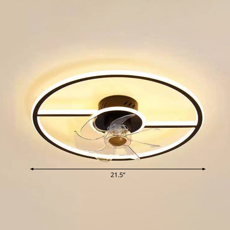 Remote Control Rectangular Ceiling Fan Lamp Contemporary Acrylic Living Room LED Semi Flush Light with 7-Blade Clearhalo 'Ceiling Fans with Lights' 'Ceiling Fans' 'Modern Ceiling Fans' 'Modern' Lighting' 2477688