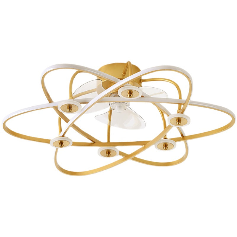 Floral Living Room Ceiling Fan Light Metal Minimalistic LED Semi Flush Mount Lamp with 3-Blade and Remote Clearhalo 'Ceiling Fans with Lights' 'Ceiling Fans' 'Modern Ceiling Fans' 'Modern' Lighting' 2477728