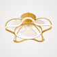 Aluminum Halo Semi-Flush Mount Lighting Minimalism 3-Blade LED Ceiling Fan Light Fixture with Remote, 19.5" Wide Gold Remote Flower Shape Clearhalo 'Ceiling Fans with Lights' 'Ceiling Fans' 'Modern Ceiling Fans' 'Modern' Lighting' 2477741