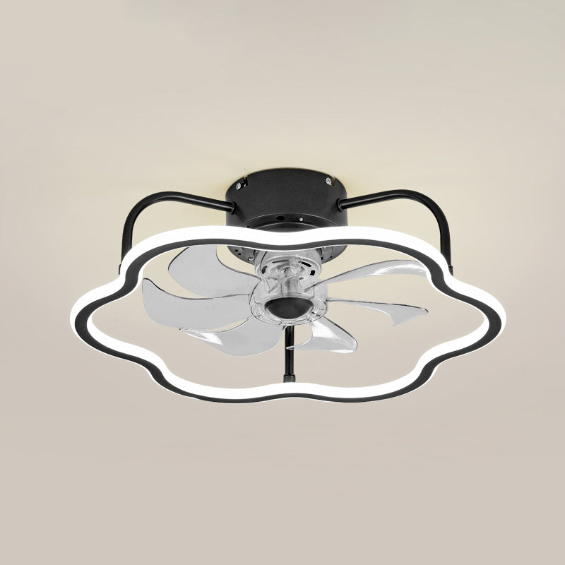 Remote Control Ring Shaped Acrylic Fan Light Minimalist 7-Blade LED Semi Flush Ceiling Light Black Remote Flower Shape Clearhalo 'Ceiling Fans with Lights' 'Ceiling Fans' 'Modern Ceiling Fans' 'Modern' Lighting' 2477762