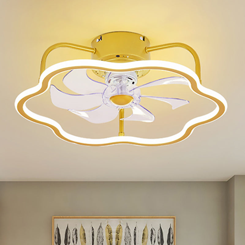 Remote Control Ring Shaped Acrylic Fan Light Minimalist 7-Blade LED Semi Flush Ceiling Light Clearhalo 'Ceiling Fans with Lights' 'Ceiling Fans' 'Modern Ceiling Fans' 'Modern' Lighting' 2477764