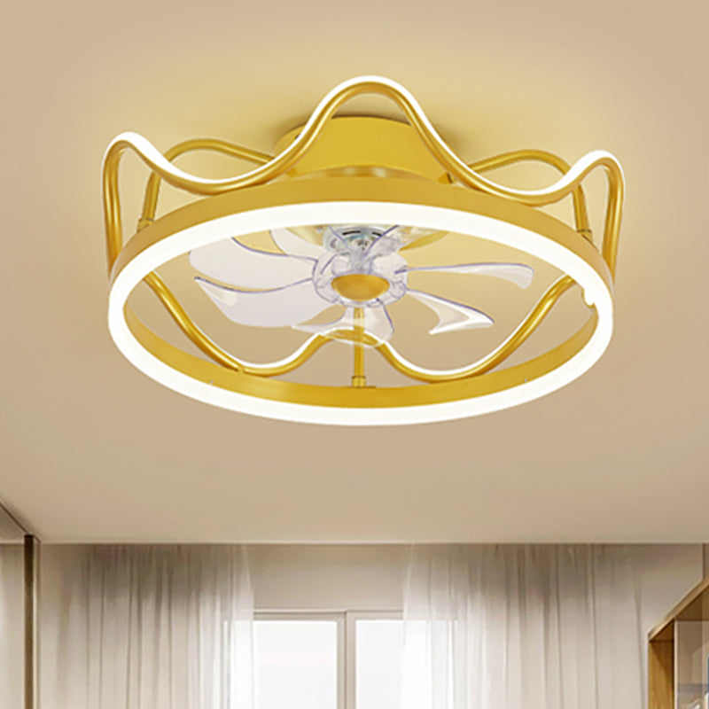 Remote Control Ring Shaped Acrylic Fan Light Minimalist 7-Blade LED ...