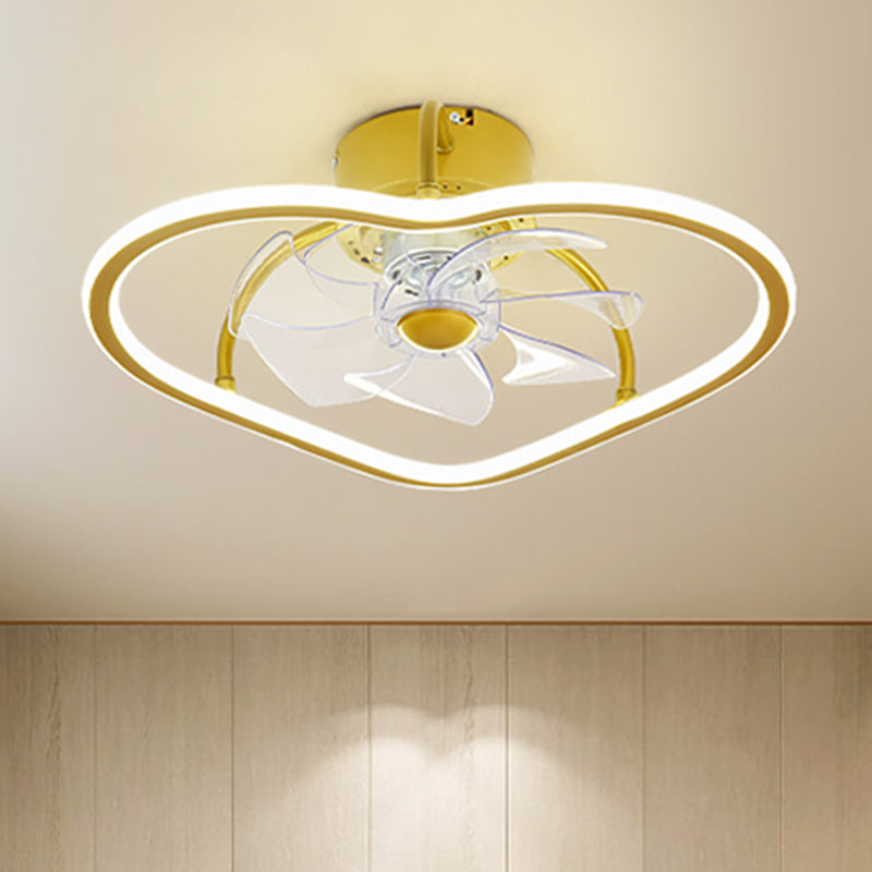 Remote Control Ring Shaped Acrylic Fan Light Minimalist 7-Blade LED Semi Flush Ceiling Light Clearhalo 'Ceiling Fans with Lights' 'Ceiling Fans' 'Modern Ceiling Fans' 'Modern' Lighting' 2477768