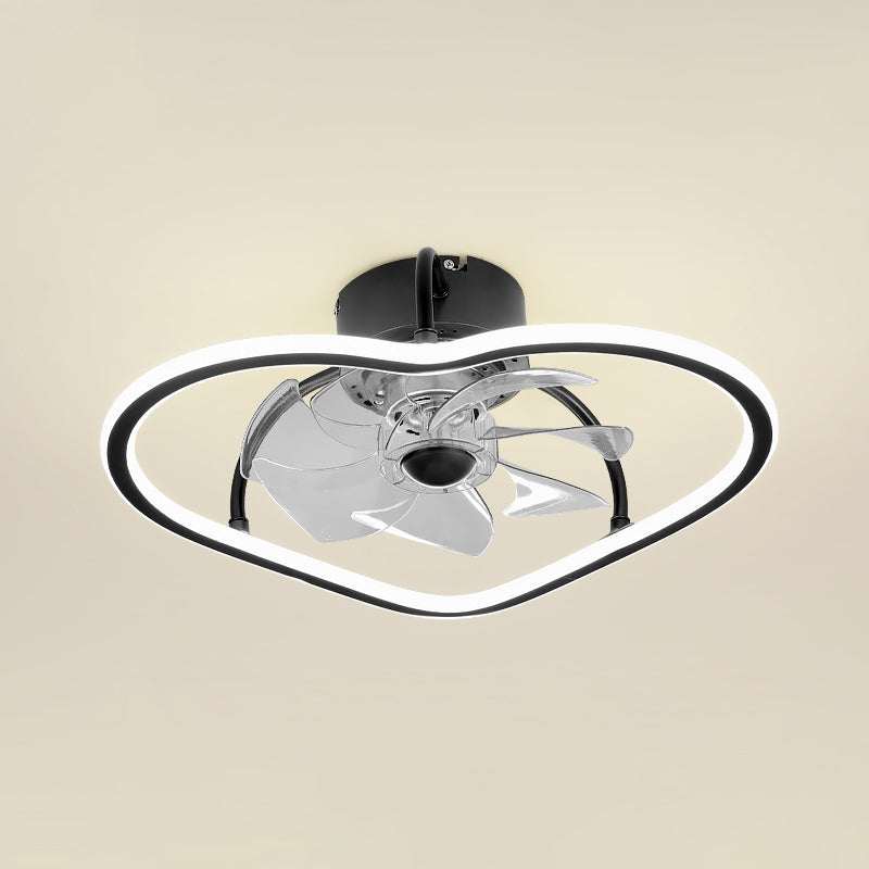 Remote Control Ring Shaped Acrylic Fan Light Minimalist 7-Blade LED Semi Flush Ceiling Light Black Remote Loving Heart Clearhalo 'Ceiling Fans with Lights' 'Ceiling Fans' 'Modern Ceiling Fans' 'Modern' Lighting' 2477771
