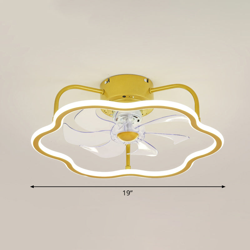 Remote Control Ring Shaped Acrylic Fan Light Minimalist 7-Blade LED Semi Flush Ceiling Light Clearhalo 'Ceiling Fans with Lights' 'Ceiling Fans' 'Modern Ceiling Fans' 'Modern' Lighting' 2477773