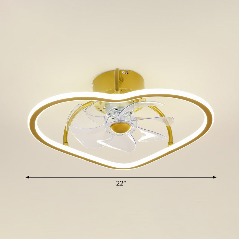 Remote Control Ring Shaped Acrylic Fan Light Minimalist 7-Blade LED Semi Flush Ceiling Light Clearhalo 'Ceiling Fans with Lights' 'Ceiling Fans' 'Modern Ceiling Fans' 'Modern' Lighting' 2477776