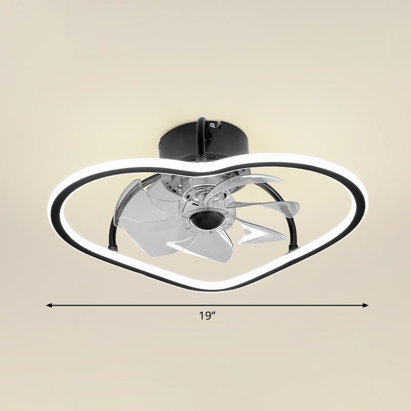 Remote Control Ring Shaped Acrylic Fan Light Minimalist 7-Blade LED Semi Flush Ceiling Light Clearhalo 'Ceiling Fans with Lights' 'Ceiling Fans' 'Modern Ceiling Fans' 'Modern' Lighting' 2477777