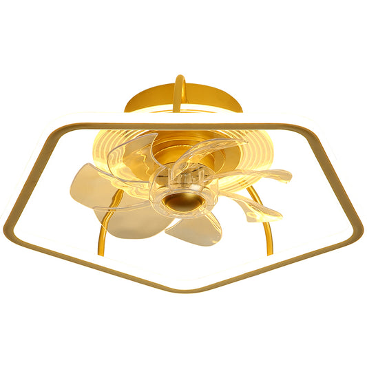 Minimalist Halo Ring LED Semi Flush Light Acrylic Bedroom Remote Control Ceiling Fan Light with 7 Blades Clearhalo 'Ceiling Fans with Lights' 'Ceiling Fans' 'Modern Ceiling Fans' 'Modern' Lighting' 2477800