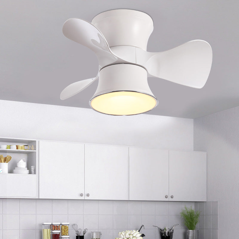 Flared Metal 3 Blades Ceiling Fan Lamp Fixture Macaron Remote Control LED Semi Flush, 23.5" Wide Clearhalo 'Ceiling Fans with Lights' 'Ceiling Fans' 'Kids Ceiling Fans' 'Kids' Lighting' 2477829