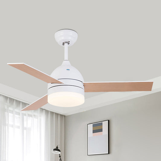 Dome Living Room Hanging Fan Light Metal Nordic Style LED Semi Flush Light Fixture with Remote, 3 Blades White Remote Clearhalo 'Ceiling Fans with Lights' 'Ceiling Fans' 'Kids Ceiling Fans' 'Kids' Lighting' 2477839
