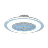 23.5" Wide Round Kids Bedroom Semi Flush Light Acrylic LED Macaron Ceiling Fan Light with 5-Blade and Remote Blue Remote Clearhalo 'Ceiling Fans with Lights' 'Ceiling Fans' 'Kids Ceiling Fans' 'Kids' Lighting' 2477842