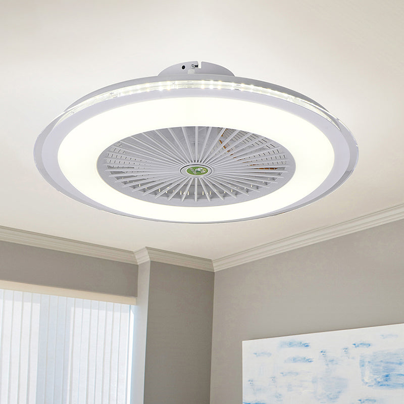 23.5" Wide Round Kids Bedroom Semi Flush Light Acrylic LED Macaron Ceiling Fan Light with 5-Blade and Remote Clearhalo 'Ceiling Fans with Lights' 'Ceiling Fans' 'Kids Ceiling Fans' 'Kids' Lighting' 2477847