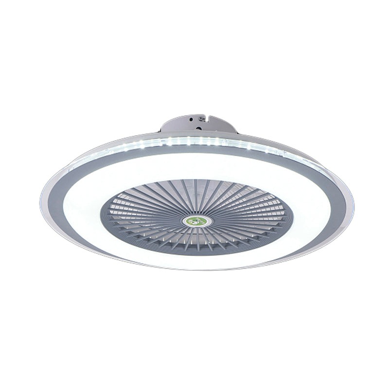 23.5" Wide Round Kids Bedroom Semi Flush Light Acrylic LED Macaron Ceiling Fan Light with 5-Blade and Remote Grey Remote Clearhalo 'Ceiling Fans with Lights' 'Ceiling Fans' 'Kids Ceiling Fans' 'Kids' Lighting' 2477848