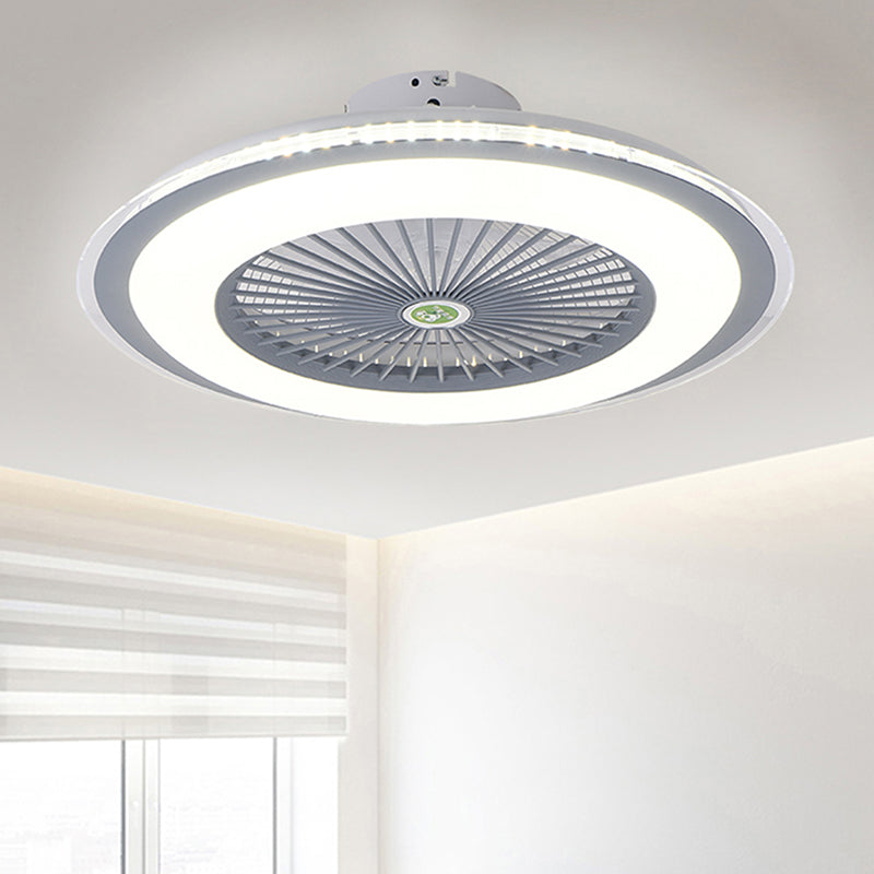 23.5" Wide Round Kids Bedroom Semi Flush Light Acrylic LED Macaron Ceiling Fan Light with 5-Blade and Remote Clearhalo 'Ceiling Fans with Lights' 'Ceiling Fans' 'Kids Ceiling Fans' 'Kids' Lighting' 2477849