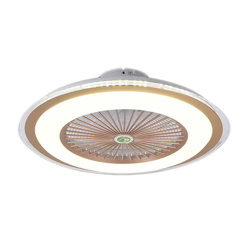 23.5" Wide Round Kids Bedroom Semi Flush Light Acrylic LED Macaron Ceiling Fan Light with 5-Blade and Remote Champagne Remote Clearhalo 'Ceiling Fans with Lights' 'Ceiling Fans' 'Kids Ceiling Fans' 'Kids' Lighting' 2477850