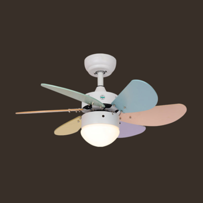 Acrylic Dome Remote Pendant Fan Lamp Macaron 30" Wide LED Semi Flush Mount Ceiling Light with 6-Blade White Remote Clearhalo 'Ceiling Fans with Lights' 'Ceiling Fans' 'Modern Ceiling Fans' 'Modern' Lighting' 2477852