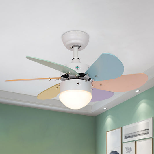 Acrylic Dome Remote Pendant Fan Lamp Macaron 30" Wide LED Semi Flush Mount Ceiling Light with 6-Blade Clearhalo 'Ceiling Fans with Lights' 'Ceiling Fans' 'Modern Ceiling Fans' 'Modern' Lighting' 2477855