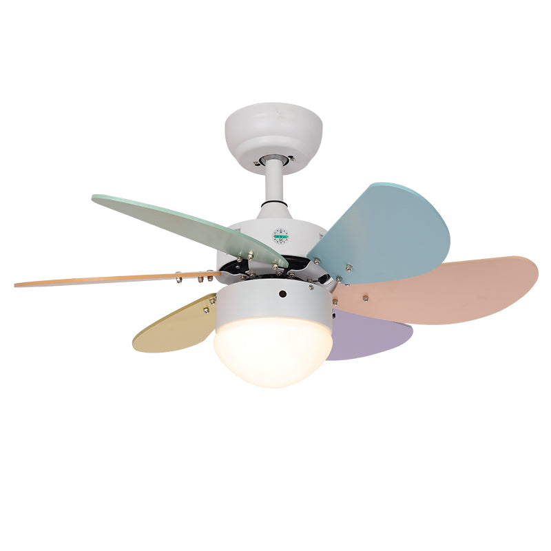 Acrylic Dome Remote Pendant Fan Lamp Macaron 30" Wide LED Semi Flush Mount Ceiling Light with 6-Blade Clearhalo 'Ceiling Fans with Lights' 'Ceiling Fans' 'Modern Ceiling Fans' 'Modern' Lighting' 2477856
