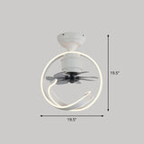 7 Blades Macaron Circular Ceiling Fan Light Acrylic Bedroom 19.5" Wide LED Semi Flush Light Fixture with Remote Clearhalo 'Ceiling Fans with Lights' 'Ceiling Fans' 'Modern Ceiling Fans' 'Modern' Lighting' 2477868