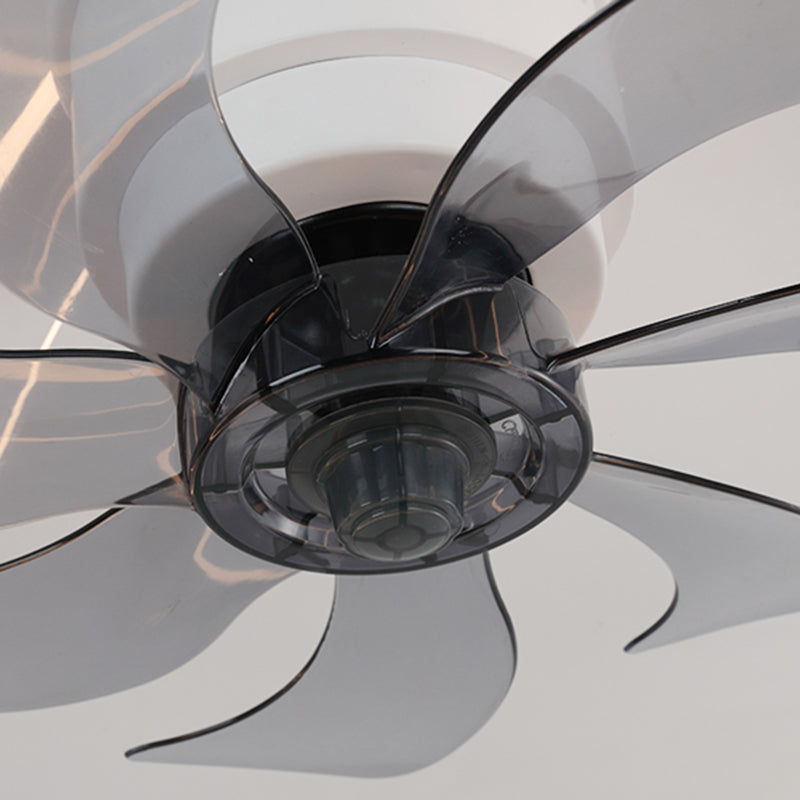 7 Blades Macaron Circular Ceiling Fan Light Acrylic Bedroom 19.5" Wide LED Semi Flush Light Fixture with Remote Clearhalo 'Ceiling Fans with Lights' 'Ceiling Fans' 'Modern Ceiling Fans' 'Modern' Lighting' 2477871