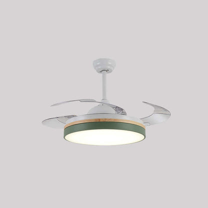 43" W Round Dining Room Hanging Fan Light Fixture Acrylic LED Nordic Semi Flush Lamp with 3-Blade and Remote Green Remote Clearhalo 'Ceiling Fans with Lights' 'Ceiling Fans' 'Modern Ceiling Fans' 'Modern' Lighting' 2477874