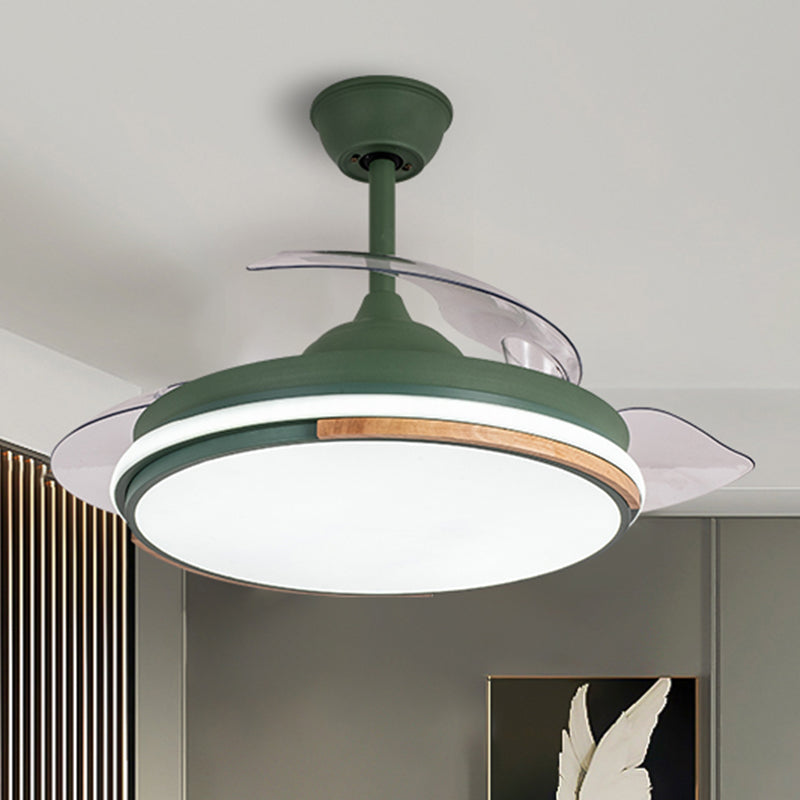 Nordic 3 Blades LED Pendant Fan Lighting Round Remote Control Semi-Flush Light with Acrylic Shade Clearhalo 'Ceiling Fans with Lights' 'Ceiling Fans' 'Modern Ceiling Fans' 'Modern' Lighting' 2477885