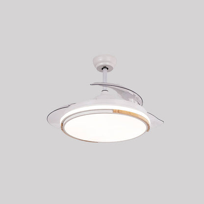 Nordic 3 Blades LED Pendant Fan Lighting Round Remote Control Semi-Flush Light with Acrylic Shade White Remote Clearhalo 'Ceiling Fans with Lights' 'Ceiling Fans' 'Modern Ceiling Fans' 'Modern' Lighting' 2477886