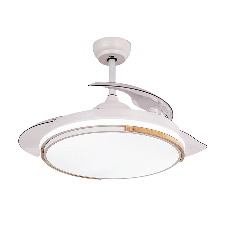 Nordic 3 Blades LED Pendant Fan Lighting Round Remote Control Semi-Flush Light with Acrylic Shade Clearhalo 'Ceiling Fans with Lights' 'Ceiling Fans' 'Modern Ceiling Fans' 'Modern' Lighting' 2477888