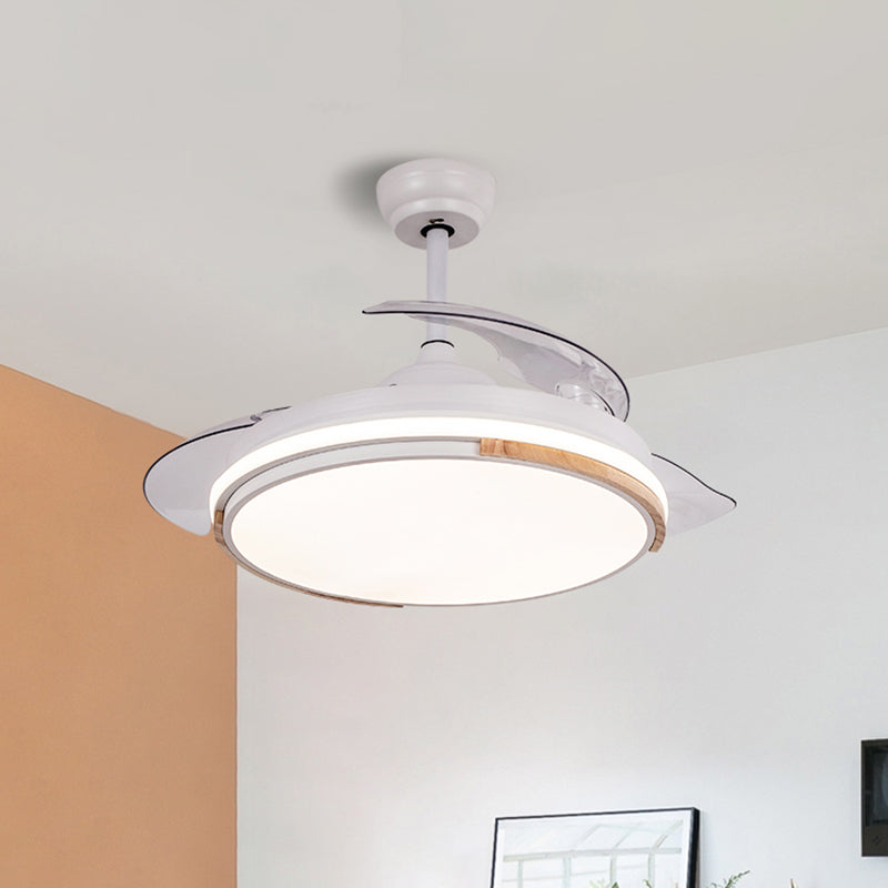 Nordic 3 Blades LED Pendant Fan Lighting Round Remote Control Semi-Flush Light with Acrylic Shade Clearhalo 'Ceiling Fans with Lights' 'Ceiling Fans' 'Modern Ceiling Fans' 'Modern' Lighting' 2477890