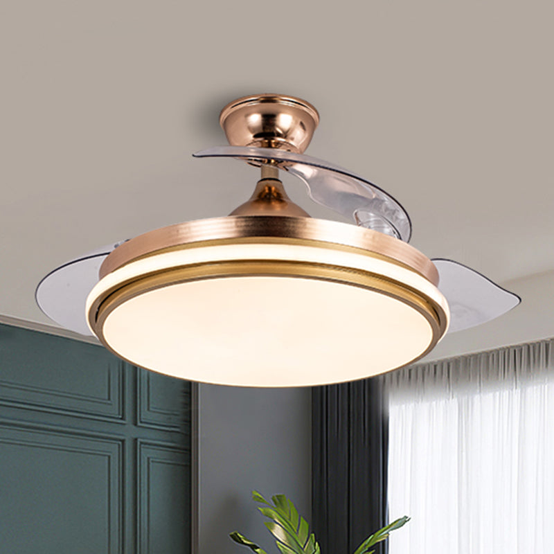 Nordic 3 Blades LED Pendant Fan Lighting Round Remote Control Semi-Flush Light with Acrylic Shade Clearhalo 'Ceiling Fans with Lights' 'Ceiling Fans' 'Modern Ceiling Fans' 'Modern' Lighting' 2477891