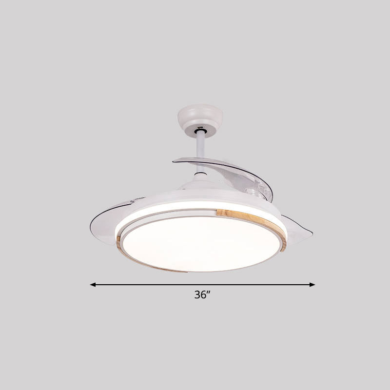 Nordic 3 Blades LED Pendant Fan Lighting Round Remote Control Semi-Flush Light with Acrylic Shade Clearhalo 'Ceiling Fans with Lights' 'Ceiling Fans' 'Modern Ceiling Fans' 'Modern' Lighting' 2477893
