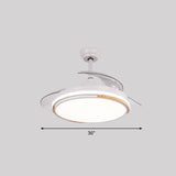 Nordic 3 Blades LED Pendant Fan Lighting Round Remote Control Semi-Flush Light with Acrylic Shade Clearhalo 'Ceiling Fans with Lights' 'Ceiling Fans' 'Modern Ceiling Fans' 'Modern' Lighting' 2477893