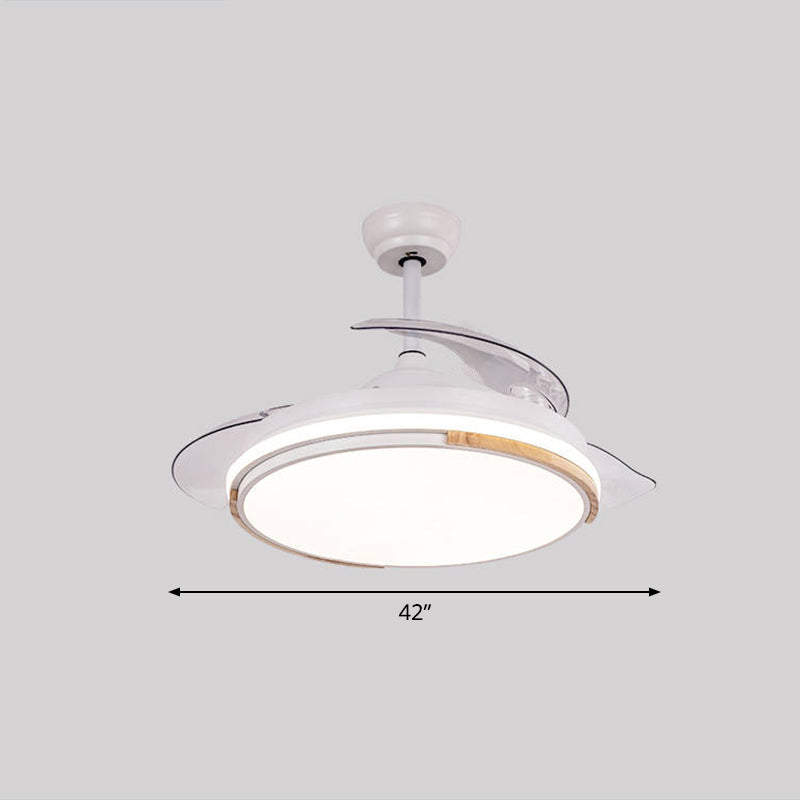 Nordic 3 Blades LED Pendant Fan Lighting Round Remote Control Semi-Flush Light with Acrylic Shade Clearhalo 'Ceiling Fans with Lights' 'Ceiling Fans' 'Modern Ceiling Fans' 'Modern' Lighting' 2477894