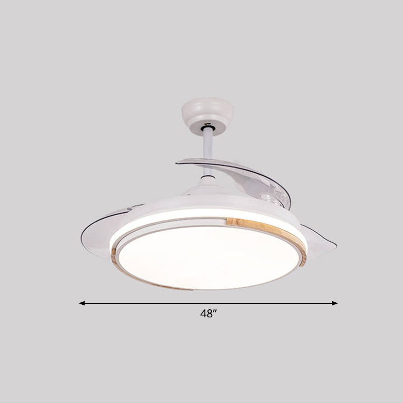 Nordic 3 Blades LED Pendant Fan Lighting Round Remote Control Semi-Flush Light with Acrylic Shade Clearhalo 'Ceiling Fans with Lights' 'Ceiling Fans' 'Modern Ceiling Fans' 'Modern' Lighting' 2477895